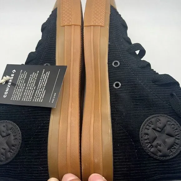 Converse Chuck Taylor All Star Pro Black Corduroy Gum High Top Women 7.5 NWT - Picture 7 of 8